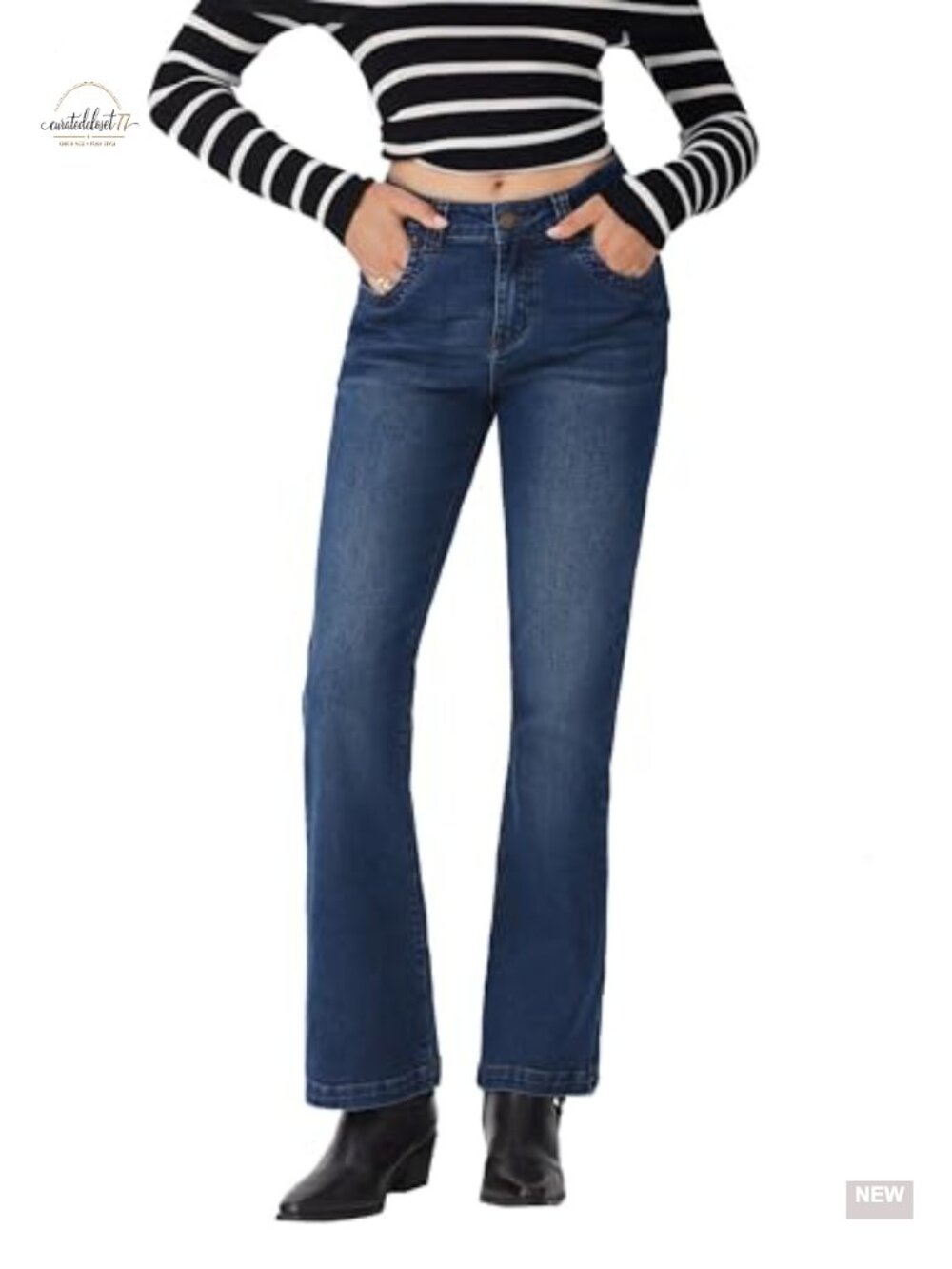 High Waisted Flare Wide Leg Stretchy Bootcut Denim Jeans Pull On